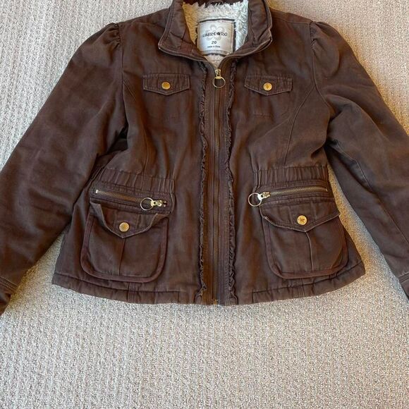 Limited Too Vintage Y2K Chocolate Brown Canvas Jacket Sherpa Girlhood 90's READ - Picture 2 of 8